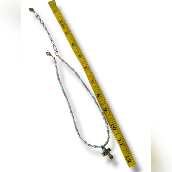 Vintage Michal Golan Handcrafted Semipreciius Stone Beads Ornate Cross Necklace - Picture 8 of 8